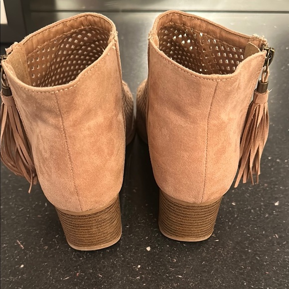 Qupid Tan Peep-Toe Ankle Booties - Picture 2 of 10